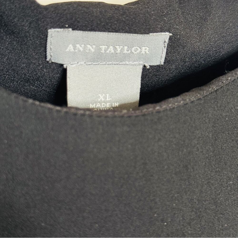 Ann Taylor Silk Black Ruffle Sleeve Blouse Size XL - Picture 3 of 5